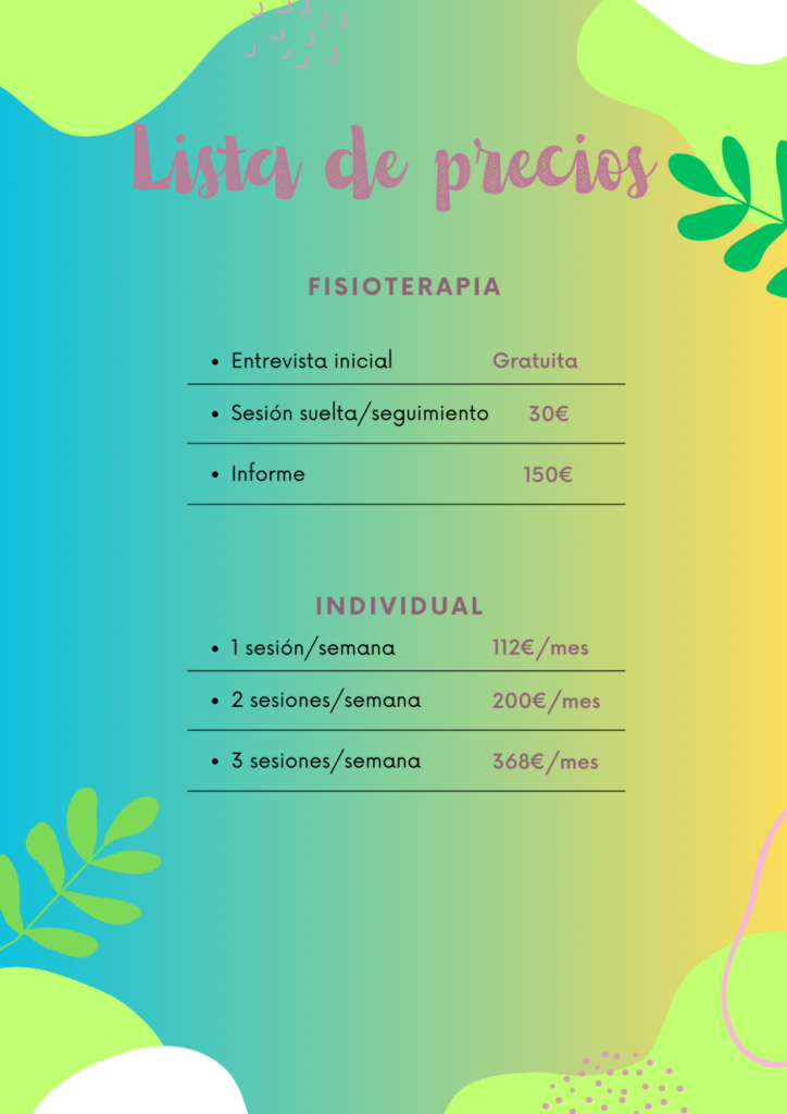 lista de precios fisioterapia